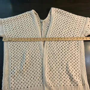 Joan Vass Studio Cream Wool Alpaca Basketweave Knit Open Cardigan‎ Large READ thumbnail 7