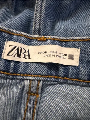 Zara Distressed Denim Blue Jeans Button Fly 6 High Rise thumbnail 4