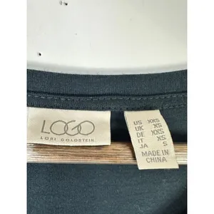 LOGO Lori Goldstein Black Maxi Dress‎ Womens XXS Eyelet Hem Pockets Minimalist thumbnail 3