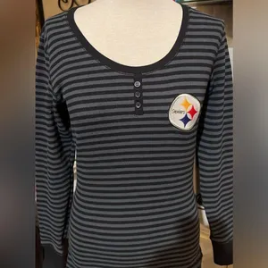 National Football League Pittsburgh Steelers women’s long sleeve crew neck striped tee size M thumbnail 2
