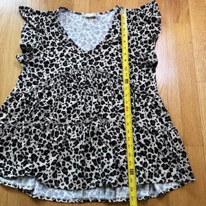 Altard State Leopard Print Babydoll V-neck Top L Boho Ruffles Coquette Flowy thumbnail 9
