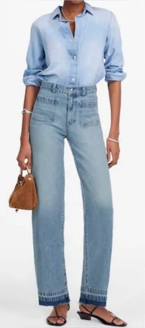 Madewell Emmett Patch Pocket Released Hem Boho Coastal Cowgirl Wide Leg Jeans 28 thumbnail 1