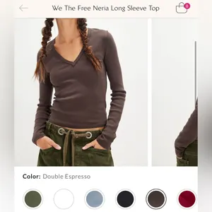 NWT Free People We The Free Neria Long Sleeve Top - double espresso brown - M thumbnail 6