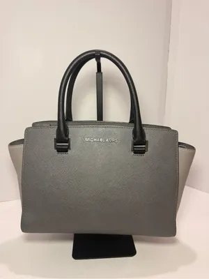 Michael Kors Gray & Black Saffiano Leather Medium Satchel thumbnail 16