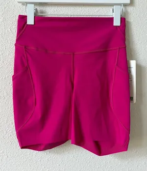 Lululemon Fast and Free HR Short 6" Inseam Pockets Pink Flare Size 8 Run Sporty thumbnail 1