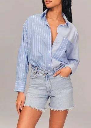 Abercrombie High Rise Dad Shorts in Light Wash - 26 thumbnail 2