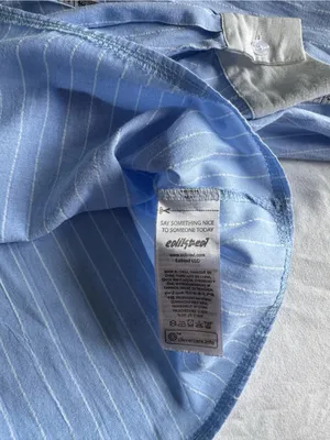Edikted Sky Blue & White Pinstripe Button Up Crop Top Long Sleeve XS academia thumbnail 9