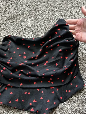 Blue Blush Black Crop Top with Red Heart Print thumbnail 3