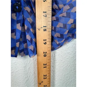 Maeve Anthropologie Blue Sheer Ruched Blouse Womens M Girly Romantic Shirt Top thumbnail 5