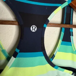 Lululemon cool racerback Navy, yellow‎ white size 4 thumbnail 7