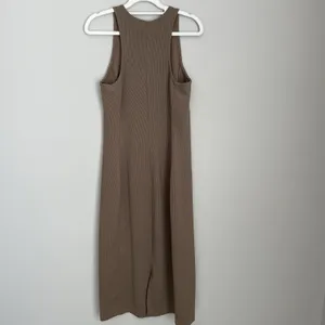Athleta Size S Signature Rib Dress Sleeveless Modal Blend Athleisure Beige thumbnail 5