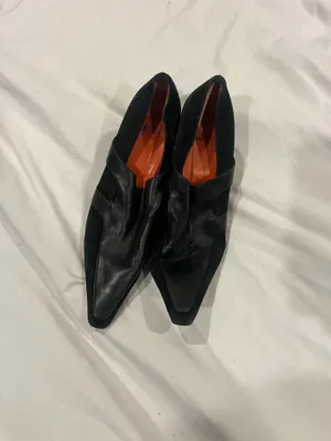 Charles Jourdan Black Leather Pointed Wedge Heels Size 8.5 thumbnail 2