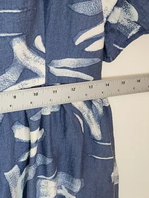 A New Day Blue and White Print Square Neck Midi Dress with Cutout Size Large thumbnail 8