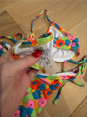 NWT SHEIN Women's Floral Print Tie-Front Bikini Swimsuit thumbnail 4