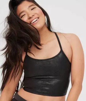 Aerie Offline The Hugger Crackle Racer back Sports Bra thumbnail 1