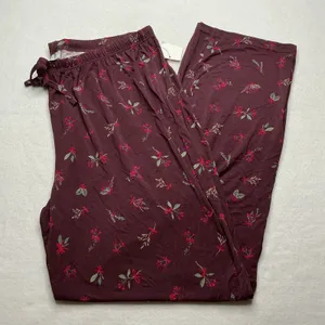 Abound Womens Pajama Pants Large Burgundy Floral‎ Rayon Spandex NWT thumbnail 1