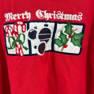 Cheek-O XL red vintage embroidered Christmas sweatshirt sweatshirt candy cane thumbnail 3