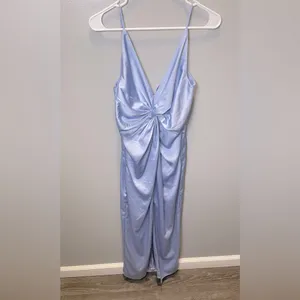 Abercrombie & Fitch Women’s Draped Twist Front Maxi Dress Light Blue‎ Size SP thumbnail 2