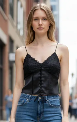 Nwot Zara Black Bloggers Fav Corset Top Xs thumbnail 1