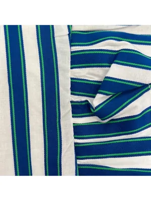 J. Crew Tiered Cotton Dobby Dress in Cape Blue White Green Stripe Large thumbnail 2