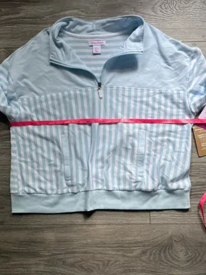 NEW Tommy Bahama Blue White Striped Cotton Blend Lightweight Quarter Zip Size XL thumbnail 10