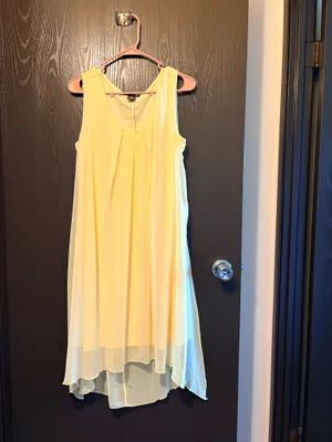 Yellow chiffon, flair, shimmer, and detail summer dress thumbnail 2