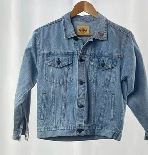 Vintage Hard‎ Rock Cafe Orlando W Roma Pin Cotton Jean Jacket in Blue Size 10 thumbnail 1
