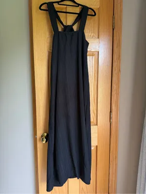 Kikibell Black Halter Maxi Dress Plisse Crinkle Flowy Summer Vacation Medium thumbnail 4