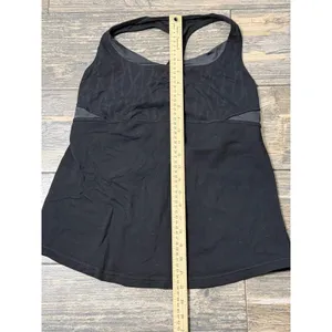 Lululemon Racerback Tank Top with Built-in Shelf Bra Black Patterned Trim Small? thumbnail 4