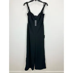 Lulus Brighton Black Plunge Wide-Leg Jumpsuit Formal Classic Cocktail Small NWT thumbnail 5