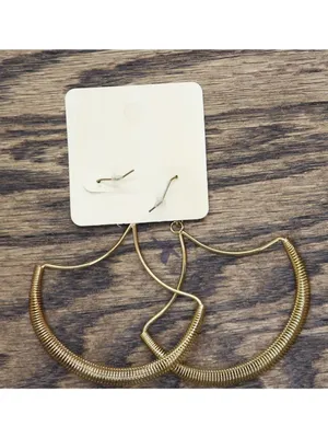 NWT Melody Womens Fashion Dangly Coiled Hoop Earrings Gold Yellow 3.75" thumbnail 2