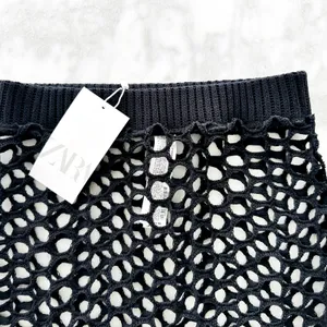 ZARA Crochet Maxi Skirt Black Cover-Up Beach Size Small NEW Cotton Knit thumbnail 7