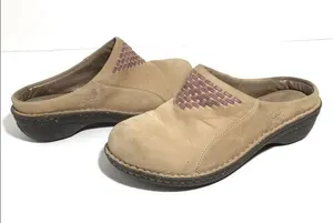 Ugg 3084 suede Sherpa clogs size 6 tan and purple thumbnail 1