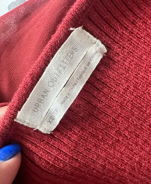 Urban Outfitters Maroon Ribbed Longsleeve With Sheer Sleeves thumbnail 3