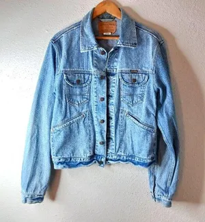 Hollister L Trucker Jacket Light Wash Jeans Metal Rivet Button Front thumbnail 1