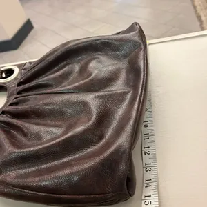 Bag Dark Brown Leather Shoulder Bag with Silver Grommet Detail by Mirror Mirror thumbnail 4