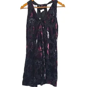 BB Dakota Purple Burnout Velvet Floral V-Neck Mini Dress Racerback‎ Small thumbnail 3