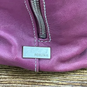Perlina Magenta Leather Backpack With‎ Flap Drawstring Closure Side Zipper VTG thumbnail 7