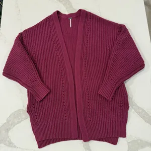 Free People Nightingale Open Front Knit Cardigan Sweater Women’s XS Magenta Pink thumbnail 1