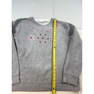 Speculation‎ Womens Sweatshirt M Gray Pink Floral Embroidered Crewneck Pullover thumbnail 2