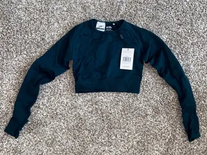 AYBL Balance V2 Seamless Long Sleeve Crop Top - Forest Green in XS thumbnail 1