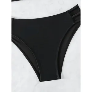 Boutique Black Push Up V Neck Bikini Criss Cross Back Two Piece Bathing Suit LARGE thumbnail 6