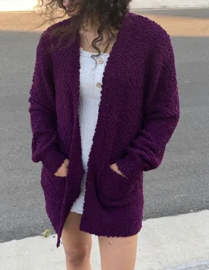 Love Tree Plum Popcorn Texture Cardigan thumbnail 1