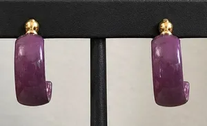 Vintage Clip On Earrings - Purple Hoops 0.75" - Small Paint Chip thumbnail 1