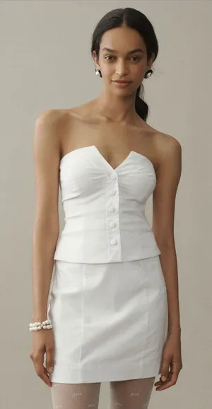 BHLDN White‎ Strapless Vest Mini Dress NWT Size M Bridal thumbnail 1