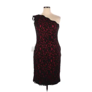 Black Red Lace One Shoulder Sheath Dress Formal Evening Cocktail Party‎ thumbnail 6