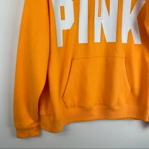 PINK Victoria’s Secret Orange Spellout Quarter Zip Sweatshirt Sz Medium thumbnail 7