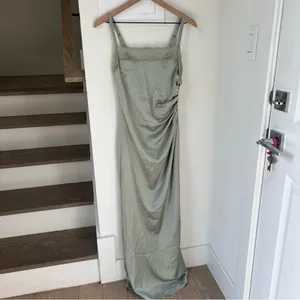 Reformation Vesper Satin Maxi Dress in Salvia Green NWT thumbnail 3