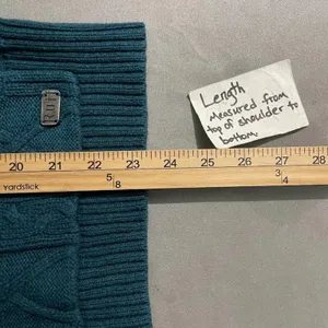 Ruff Hewn Y2K Teal Cable Knit Sweater Size Large Teal Chunky Academia Hoodie Gilmore Girls thumbnail 9
