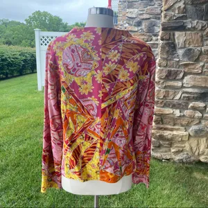Sandy Starkman Boho Floral Jacket Pink Size L thumbnail 8
